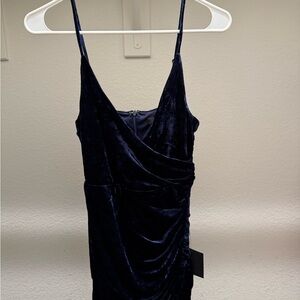 Lulu's Midnight Blue Velvet Mini Dress